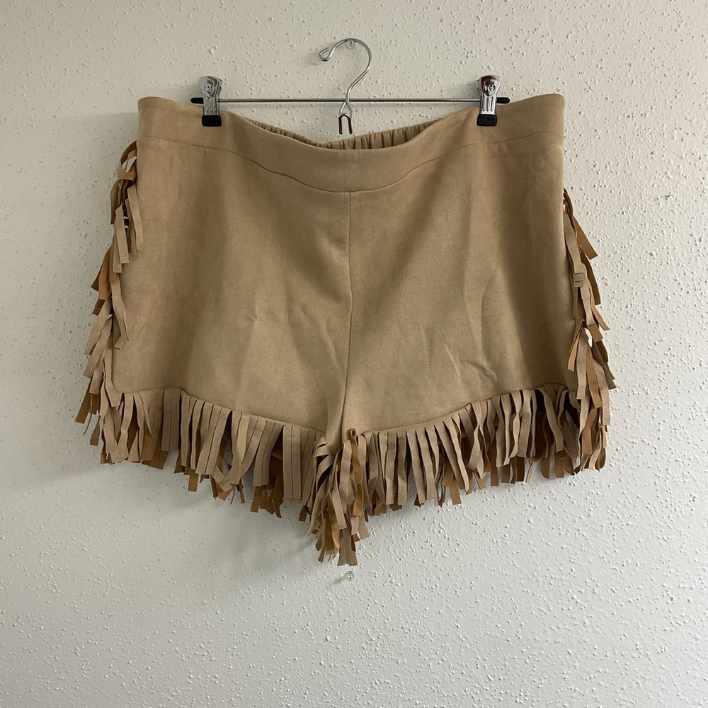 SHEIN Tan Fringe Shorts